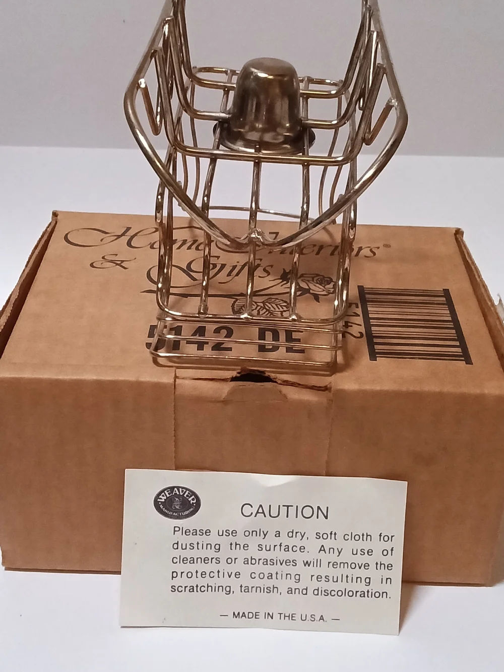 Vintage Home Interiors Brass Wire Sleigh Candle Holder Christmas Decor Boxed